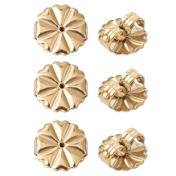 

PandaHall 304 Stainless Steel Friction Ear Nuts, Flower, Real 18K Gold Plated, 10x10.5x4.5mm, Hole: 1mm 304 Stainless Steel