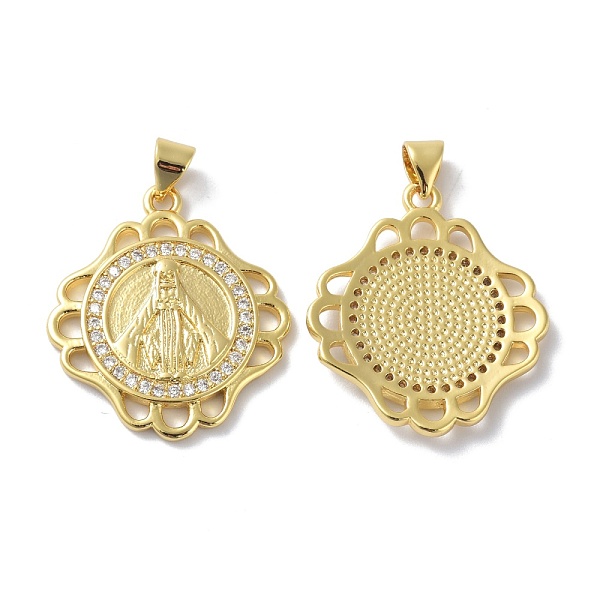 

PandaHall Brass Cubic Zirconia Pendants, Long-Lasting Plated, Real 18K Gold Plated, Flower, 27x24x3mm, Hole: 3.5x5mm Brass+Cubic Zirconia..., Clear