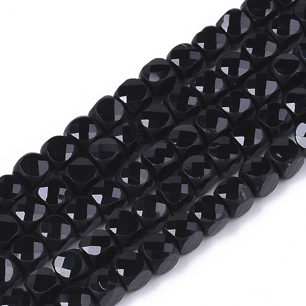 

PandaHall Natural Black Spinel Beads Strands, Faceted, Cube, 4x4x4mm, Hole: 0.7mm, about 102pcs/strand, 15.35 inch(39cm) Spinel Cube