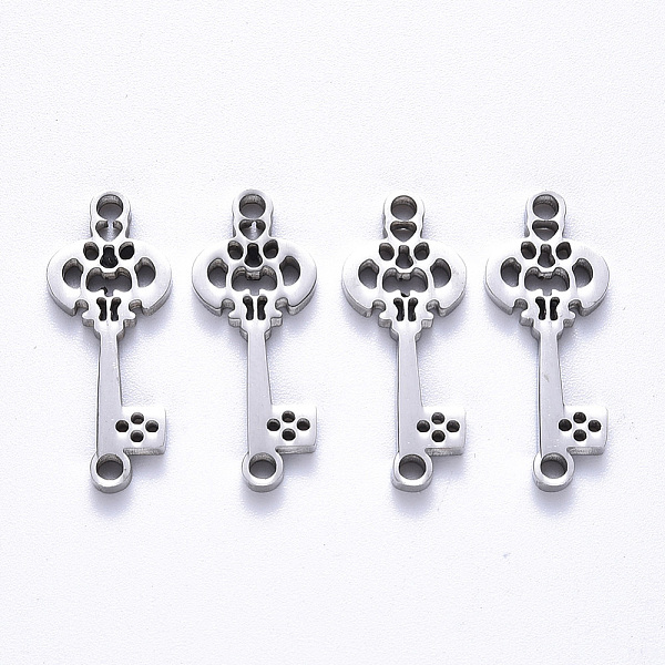 

PandaHall 201 Stainless Steel Links Connectors, Laser Cut, Key, Stainless Steel Color, 23x9x1.5mm, Hole: 1.6mm 201 Stainless Steel Key