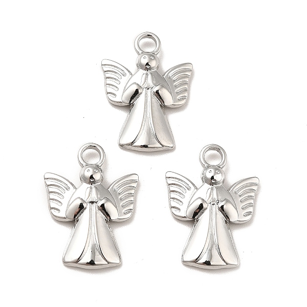 

PandaHall 304 Stainless Steel Pendants, Angel Charms, Stainless Steel Color, 19.5x14x2.5mm, Hole: 3mm 304 Stainless Steel Angel & Fairy