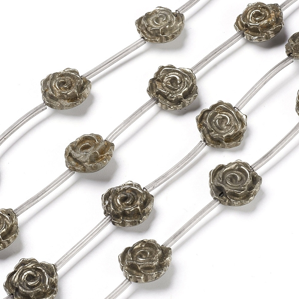 

PandaHall Natural Pyrite Beads Strands, Rose, 16x16x7.5mm, Hole: 1.4mm, about 12pcs/strand, 16.54 inch(42cm) Pyrite Flower