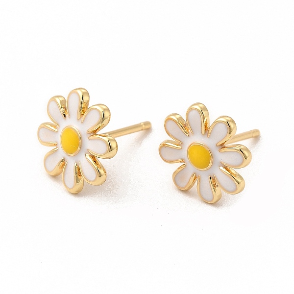 

PandaHall Enamel Daisy Flower Stud Earrings, Real 18K Gold Plated Brass Jewelry for Women, Cadmium Free & Lead Free, White, 11mm, Pin: 0.7mm...