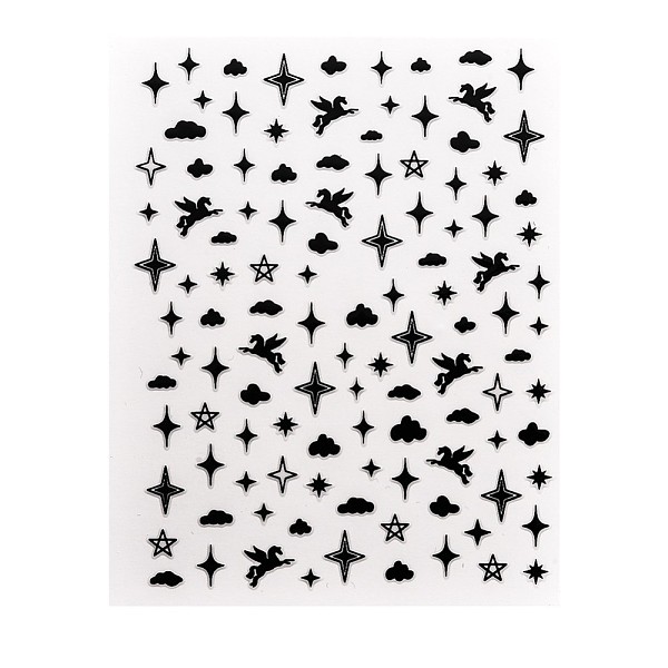 

PandaHall Nail Art Stickers Decals, Self Adhesive, for Nail Tips Decorations, Star, Black, 10.1x7.9x0.04cm Paper Star Black