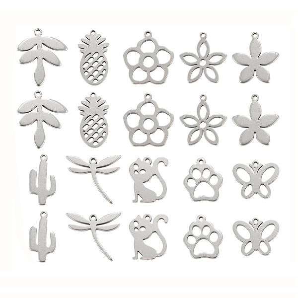 

PandaHall 100Pcs 10 Style 304 Stainless Steel Pendants, Laser Cut, Mixed Shapes, Stainless Steel Color, 10pcs/style 304 Stainless Steel...