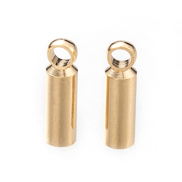 

PandaHall Brass Cord Ends, Long-Lasting Plated, Real 24K Gold Plated, 7x2mm, Hole: 1.2mm, Inner Diameter: 1.5mm Brass
