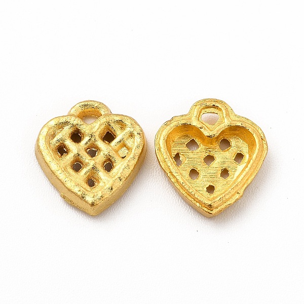 

PandaHall Rack Plating Alloy Pendants, Heart Charm, Matte Gold Color, 11.5x10.5x2.5mm, Hole: 1mm Alloy Heart