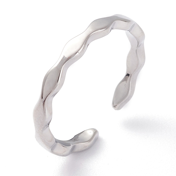 

PandaHall Brass Cuff Rings, Open Rings, Wave, Platinum, US Size 6(16.5mm) Brass