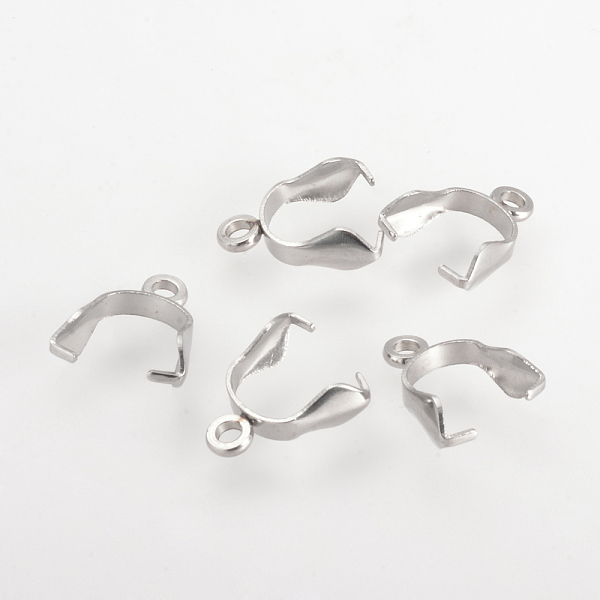

PandaHall 304 Stainless Steel Ice Pick Pinch Bails, Stainless Steel Color, 12x9.5x4mm, Hole: 1.5mm, Pin: 0.92mm 304 Stainless Steel