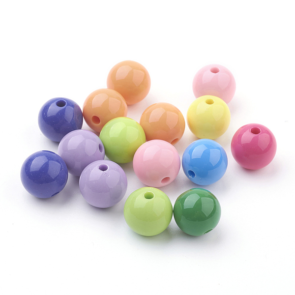 

PandaHall Mixed Color Acrylic Jewelry Beads, Loose Round Beads, DIY Material for Children's Day Gifts Making, Size: about 14mm in diameter..., Multicolor