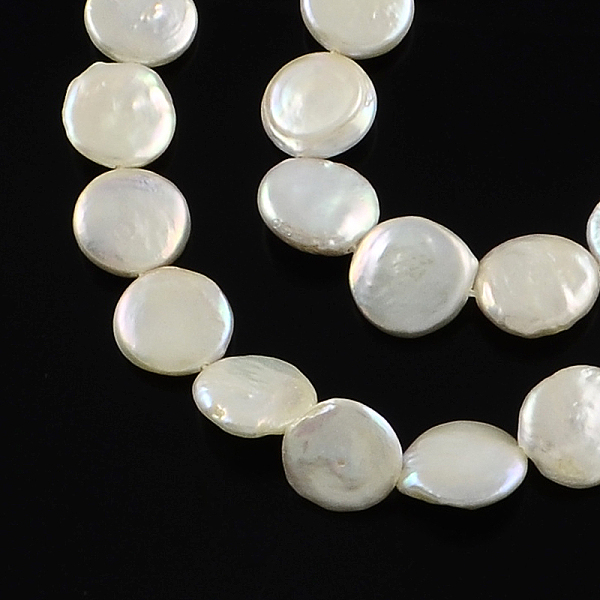 

PandaHall Natural Baroque Pearl Keshi Pearl Beads Strands, Cultured Freshwater Pearl, Flat Round, Antique White, 11~12x4~5mm, Hole: 0.8mm..., Orange