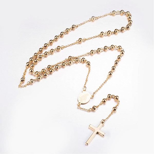 

PandaHall 304 Stainless Steel Pendant Necklaces, Rosary Bead Necklaces, Golden, 24.96 inch(63.4cm) 304 Stainless Steel