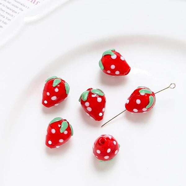 

PandaHall Lampwork Beads, 3D Strawberry, Red, 15x11mm Lampwork Fruit Red