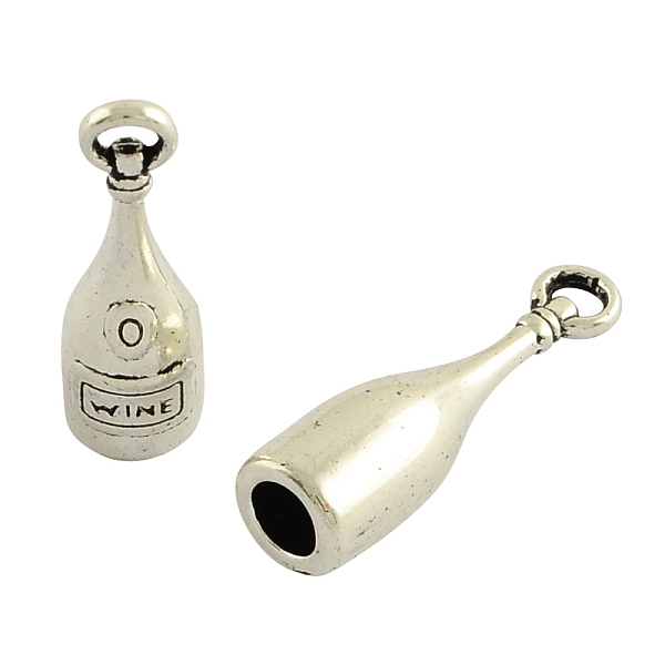 

PandaHall Tibetan Style Alloy Pendants, Bottle with Word Wine, Cadmium Free & Nickel Free & Lead Free, Antique Silver, 28x8mm, Hole: 3mm...