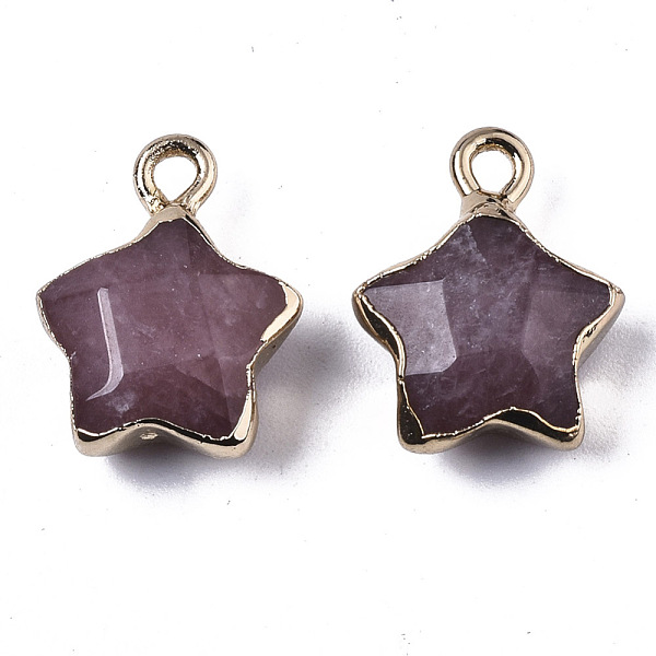 

PandaHall Natural Strawberry Quartz Pendants, with Light Gold Plated Edge and Brass Loop, Star, Faceted, 16~17x13x6.5mm, Hole: 1.6mm...