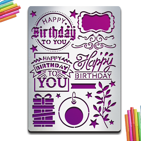 

PandaHall Custom Happy Birthday Stainless Steel Metal Cutting Dies Stencils, for DIY Scrapbooking/Photo Album, Decorative Embossing, Matte...
