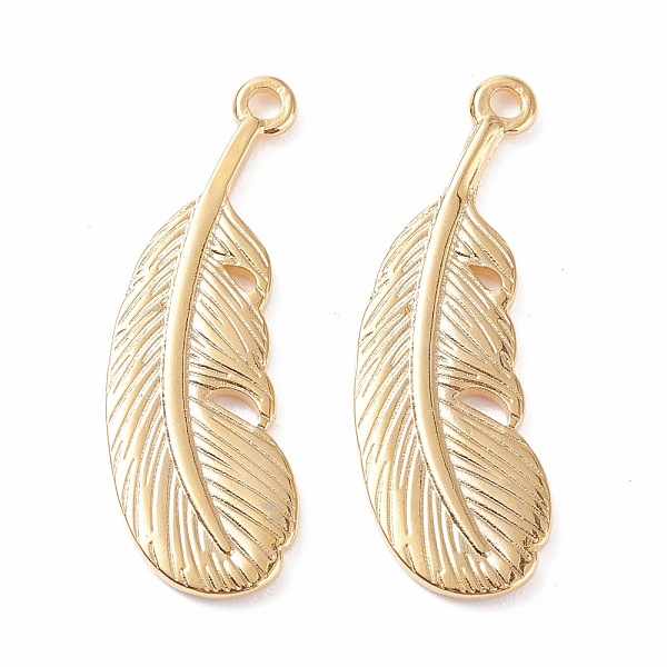 

PandaHall 304 Stainless Steel Pendants, Feather, Golden, 29x10x1.5mm, Hole: 1.4mm 304 Stainless Steel Feather