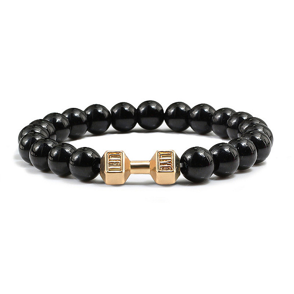 

PandaHall Blue turquoise alloy dumbbell jewelry bracelet for men's high-end and versatile accessories Natural Gemstone