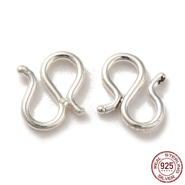 

PandaHall 925 Sterling Silver S Shape Clasps, Silver, 11x10x1.2mm Sterling Silver