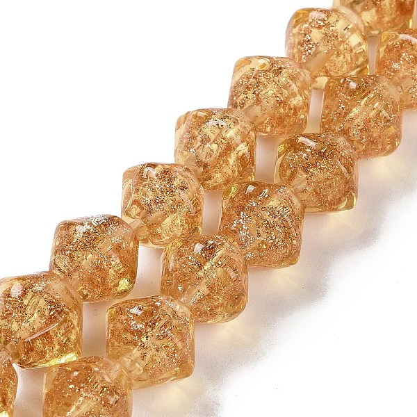 

PandaHall Handmade Gold Sand Lampwork Beads, Bicone, Goldenrod, 11.5x10.5mm, Hole: 1.5mm, about 45pcs/strand, 18.90''(48cm) Lampwork Bicone...