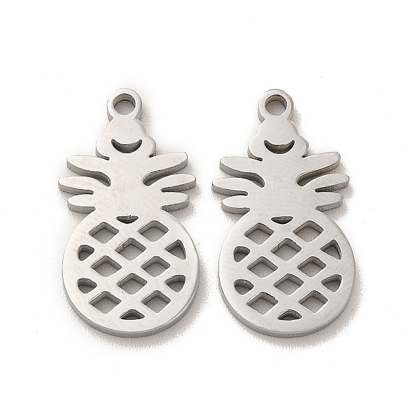 

PandaHall 304 Stainless Steel Pendants, Hollow Pineapple Charms, Stainless Steel Color, 18x10x1.4mm, Hole: 1.4mm 304 Stainless Steel Fruit
