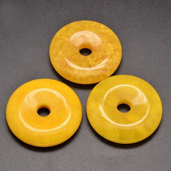 

PandaHall Dyed Natural Malaysia Jade Donut/Pi Disc Pendants, Yellow, Donut Width: 18.5mm, 45x7~8mm, Hole: 7~8mm Malaysia Jade Donut Yellow