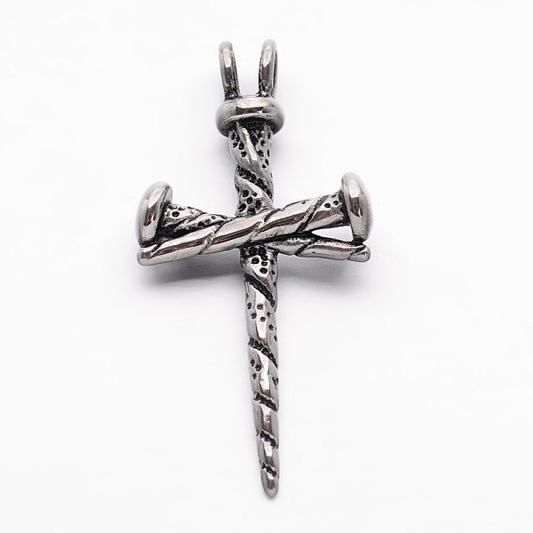 

PandaHall Retro 304 Stainless Steel Cross Gothic Pendants, Antique Silver, 44x22x6mm, Hole: 4.5x3.5mm 304 Stainless Steel Cross