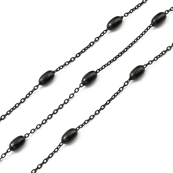 

PandaHall 304 Stainless Steel Satellite Chains, Unwelded, with Spool, Electrophoresis Black, 2x1.5x0.3mm, 7x4mm, about 32.81 Feet(10m)/Roll...