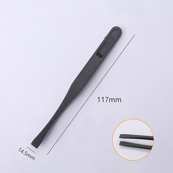 

PandaHall Plastic Tweezers, Anti-static Tweezers, Black, 11.4~11.7x0.6cm Plastic Black