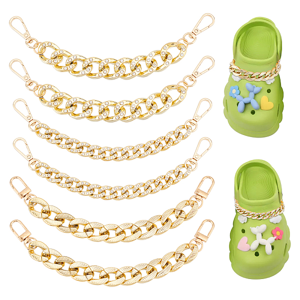 PandaHall 6pcs Shoe Chains 3 Styles Croc Shoe Charms Decoration DIY Hanging Shoe Chains with Snap Clasps for Teen Man Women Adults Clog...