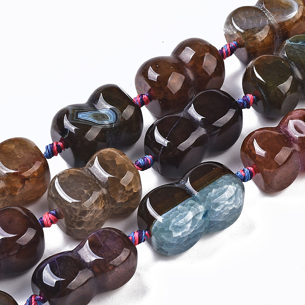 

PandaHall Natural Crackle Agate Beads Strands, Dyed, Peanut, 24~30x14~18x14~18mm, Hole: 1.6mm, about 11pcs/strand, 14.57 inch(37cm) Crackle...