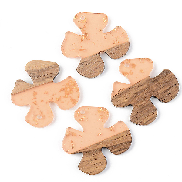 

PandaHall Transparent Resin & Walnut Wood Pendants, with Gold Foil, Flower, Dark Salmon, 28x28x3mm, Hole: 2mm Resin+Wood Flower