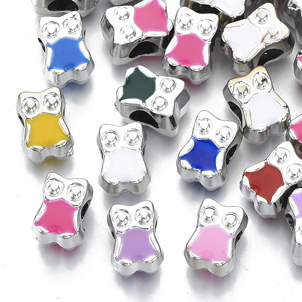 

PandaHall UV Plating Acrylic European Beads, with Enamel, Large Hole Beads, Mixed Color, Owl, Platinum, 11x8x9mm, Hole: 5mm Acrylic Owl