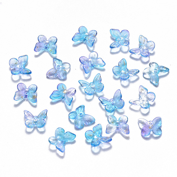

PandaHall Two Tone Transparent Spray Painted Glass Charms, with Glitter Powder, Butterfly, Dodger Blue, 9.5x11x3mm, Hole: 0.8mm Glass...