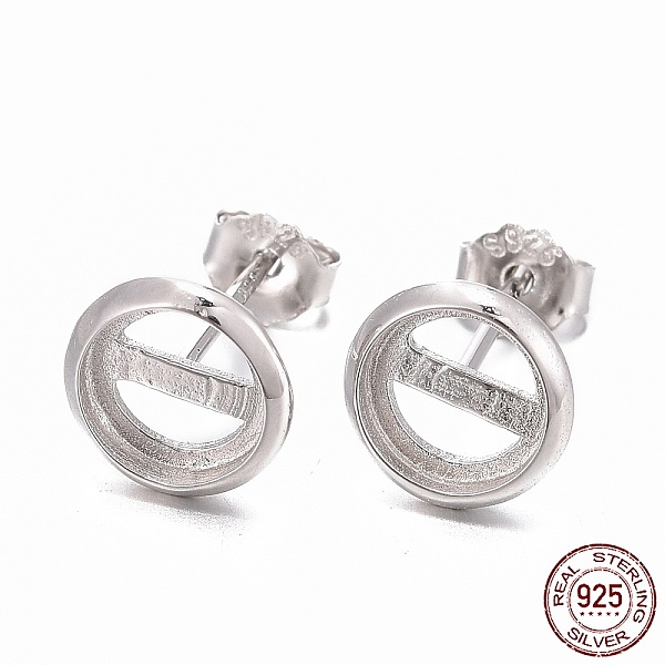 

PandaHall Rhodium Plated 925 Sterling Silver Stud Earring Settings, Flat Round, Platinum, 7.5x1.5mm, Tray: 6mm, Pin: 0.6mm Sterling Silver