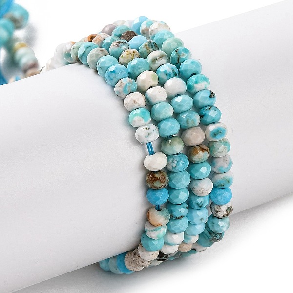 

PandaHall Natural Howlite Beads Strands, Dyed, Faceted, Rondelle, Sky Blue, 3x2mm, Hole: 0.8mm, about 171~176pcs/strand, 15.16~15.35''..., Multicolor