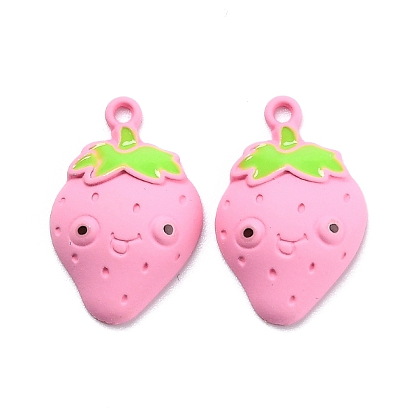 

PandaHall Spray Painted Alloy Enamel Pendant, Strawberry, Pearl Pink, 22x14x5mm, Hole: 1.2mm Alloy+Enamel Fruit