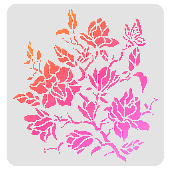 PandaHall FINGERINSPIRE Magnolia Stencils 30x30cm Magnolia Flower Painting Stencil Plastic Reusable Magnolia Flower Stencils for Painting on...