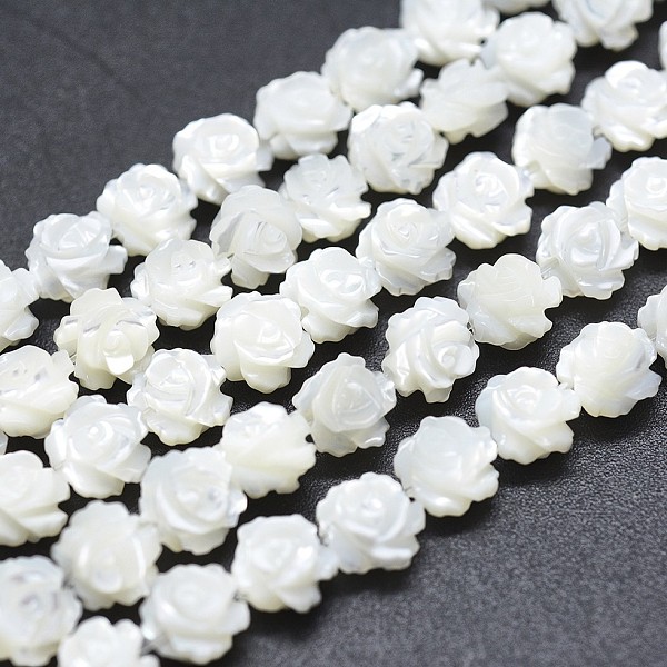 

PandaHall Natural White Shell Beads Strands, Mother of Pearl Shell Beads, Double-sided Rose, WhiteSmoke, 8~8.5x4~5mm, Hole: 0.8mm, about...