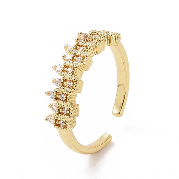 

PandaHall Clear Cubic Zirconia Rectangle Open Cuff Ring, Brass Jewelry for Women, Golden, Inner Diameter: 17.4mm Brass+Cubic Zirconia Clear