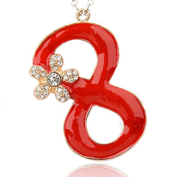 

PandaHall Golden Alloy Enamel Big Pendants, with Rhinestone, Number 8, Red, 62x40x5mm, Hole: 3.5mm Alloy Rhinestone+Enamel Number Red