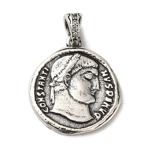 

PandaHall Brass Pendants, Long-Lasting Plated, Cadmium Free & Lead Free, Flat Round with Human Charm, Antique Silver, 20x18x2mm, Hole...