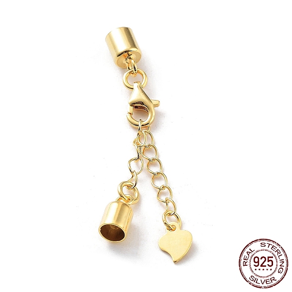 

PandaHall 925 Sterling Silver Curb Chain Extender, End Chains with Lobster Claw Clasps and Cord Ends, Heart Chain Tabs, with S925 Stamp...