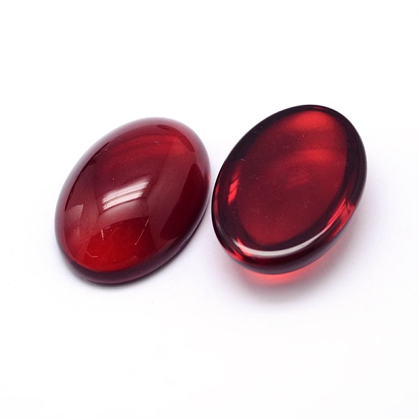 

PandaHall K9 Glass Cabochons Oval Flat Back Cabochons, Dark Red, 25x18x5~6mm Glass Oval Red