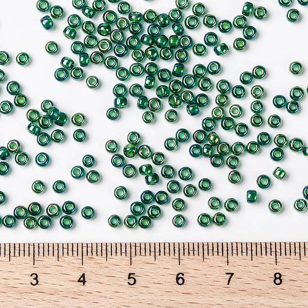 

PandaHall MIYUKI Round Rocailles Beads, Japanese Seed Beads, (RR354) Chartreuse Lined Green AB, 8/0, 3mm, Hole: 1mm, about 422~455pcs/bottle...