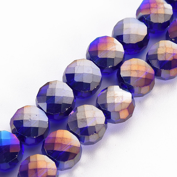 

PandaHall Transparent Electroplate Glass Beads Strands, AB Color Plated, Faceted, Flat Round, Medium Blue, 8x5mm, Hole: 1.5mm, about...