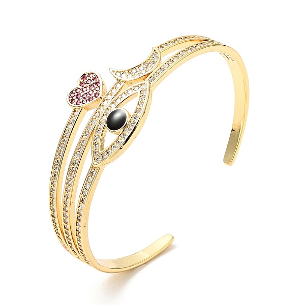 

PandaHall Cubic Zirconia Horse Eye & Heart & Moon Open Cuff Bangle, Brass Jewelry for Women, Cadmium Free & Nickel Free & Lead Free, Real...