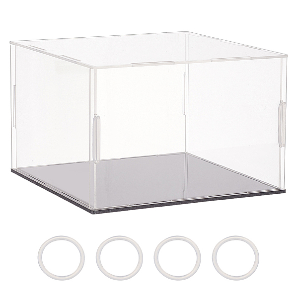 PandaHall FINGERINSPIRE 6.3x6.3x4.1Inch Clear Acrylic Display Case Self-Assembly Rectangle Acrylic Boxes for Display Dustproof Protection...