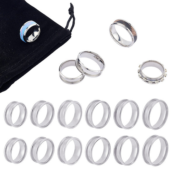 

PandaHall UNICRAFTALE 12pcs 6 Sizes Stainless Steel Grooved Finger Ring Settings Size 7/8/9/10/11/12 Ring Core Blank for Inlay Ring Jewelry...