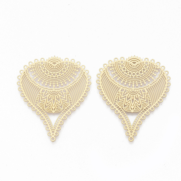 

PandaHall 304 Stainless Steel Filigree Joiners, Leaf, Golden, 42x35x0.5mm, Hole: 1mm 304 Stainless Steel Leaf